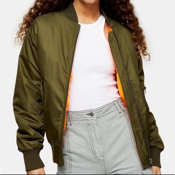 New Look Jackets & Blazers - New look hunter green bomber jacket . Polyester. Orange interior .